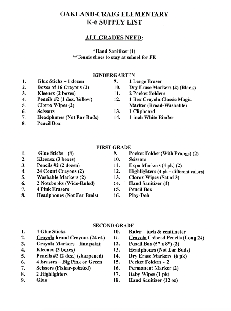 Supply List
