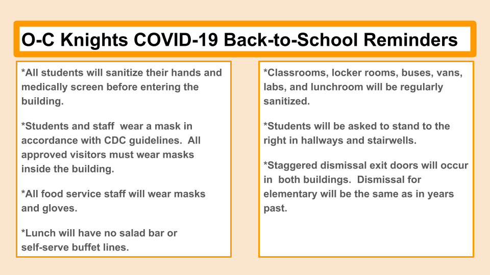 O-C Knights COVID-19 Reminders