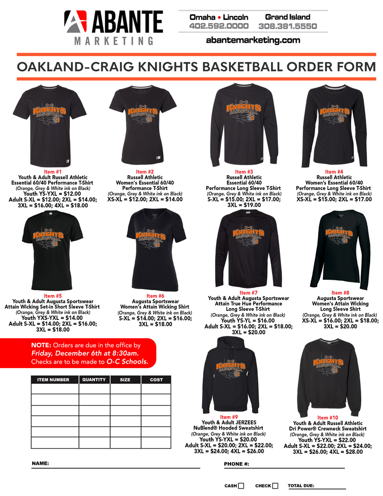 Basketball Shirt orders
