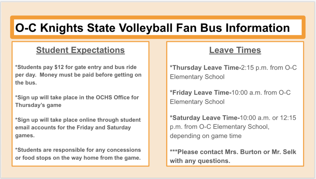 Student Fan Bus Information